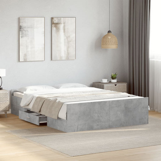 Bed Frame with Drawers without Mattress Concrete Grey 120x200 cm