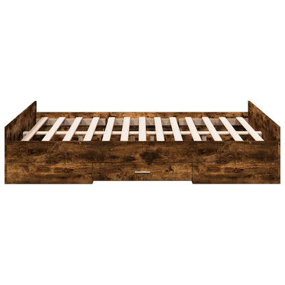 Bed Frame with Drawers Smoked Oak 120x200 cm Engineered Wood