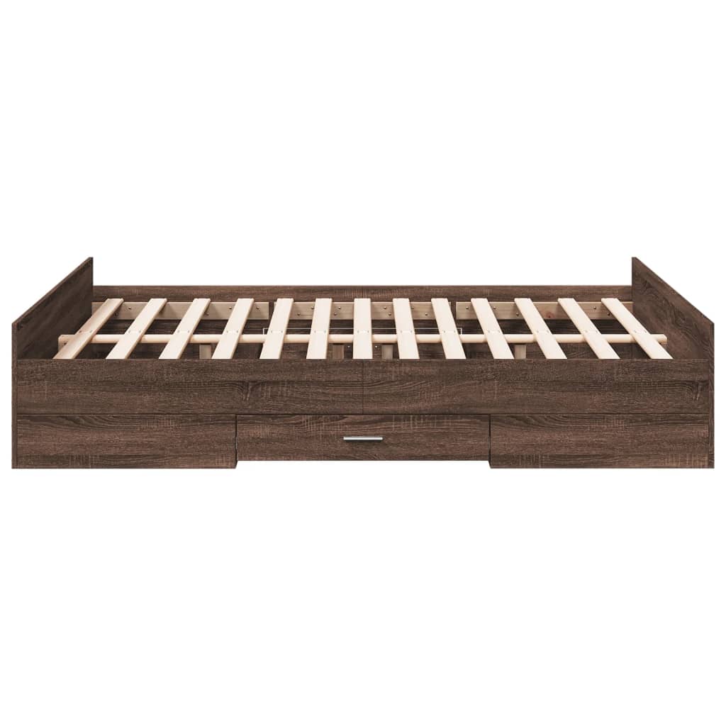 Bed Frame with Drawers without Mattress Brown Oak 120x200 cm