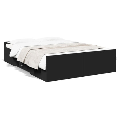 Bed Frame with Drawers without Mattress Black 140x190 cm