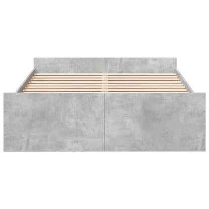 Bed Frame with Drawers Concrete Grey 135x190 cm Double Engineered Wood