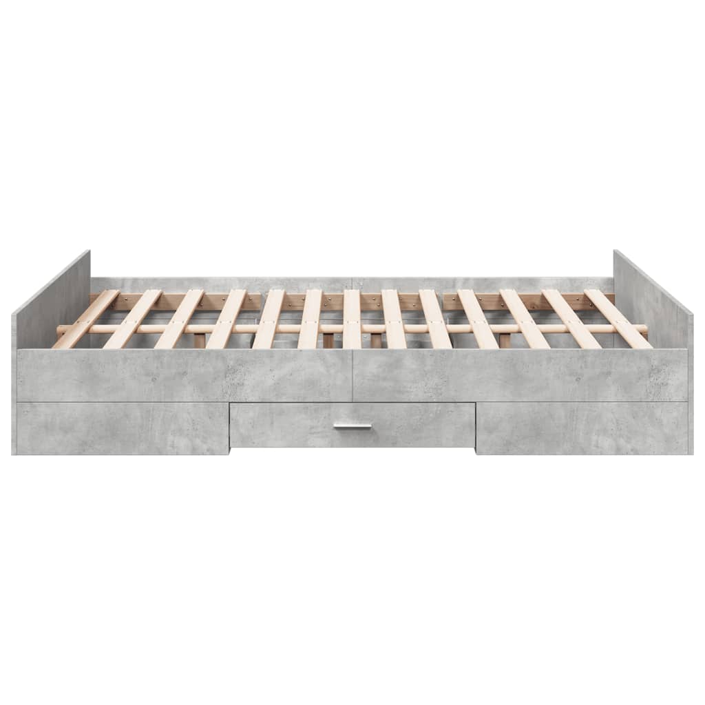 Bed Frame with Drawers Concrete Grey 135x190 cm Double Engineered Wood