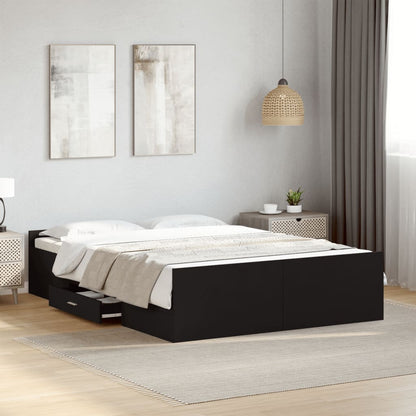 Bed Frame with Drawers without Mattress Black 120x190 cm Small Double