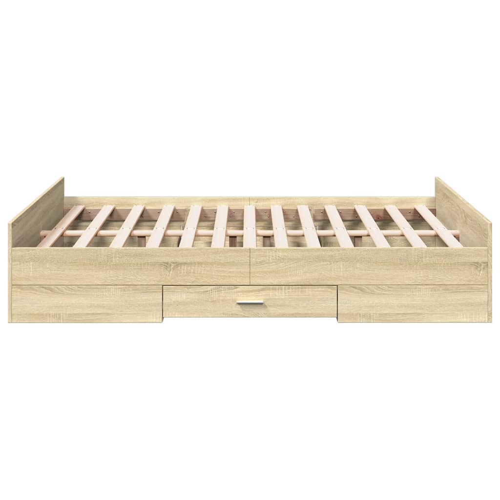 Bed Frame with Drawers without Mattress Sonoma Oak 120x190 cm Small Double