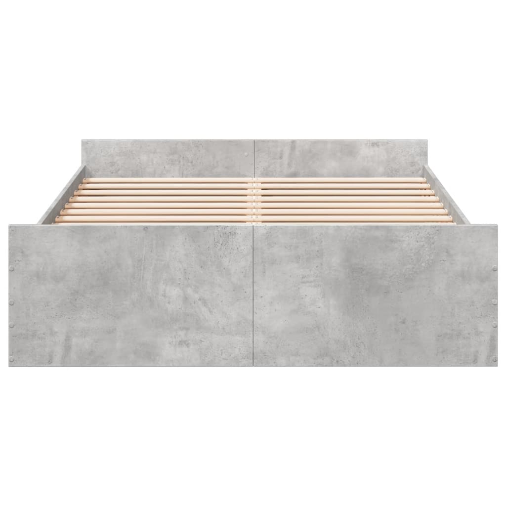 Bed Frame with Drawers Concrete Grey 120x190 cm Small Double Engineered Wood