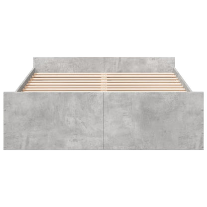 Bed Frame with Drawers Concrete Grey 120x190 cm Small Double Engineered Wood