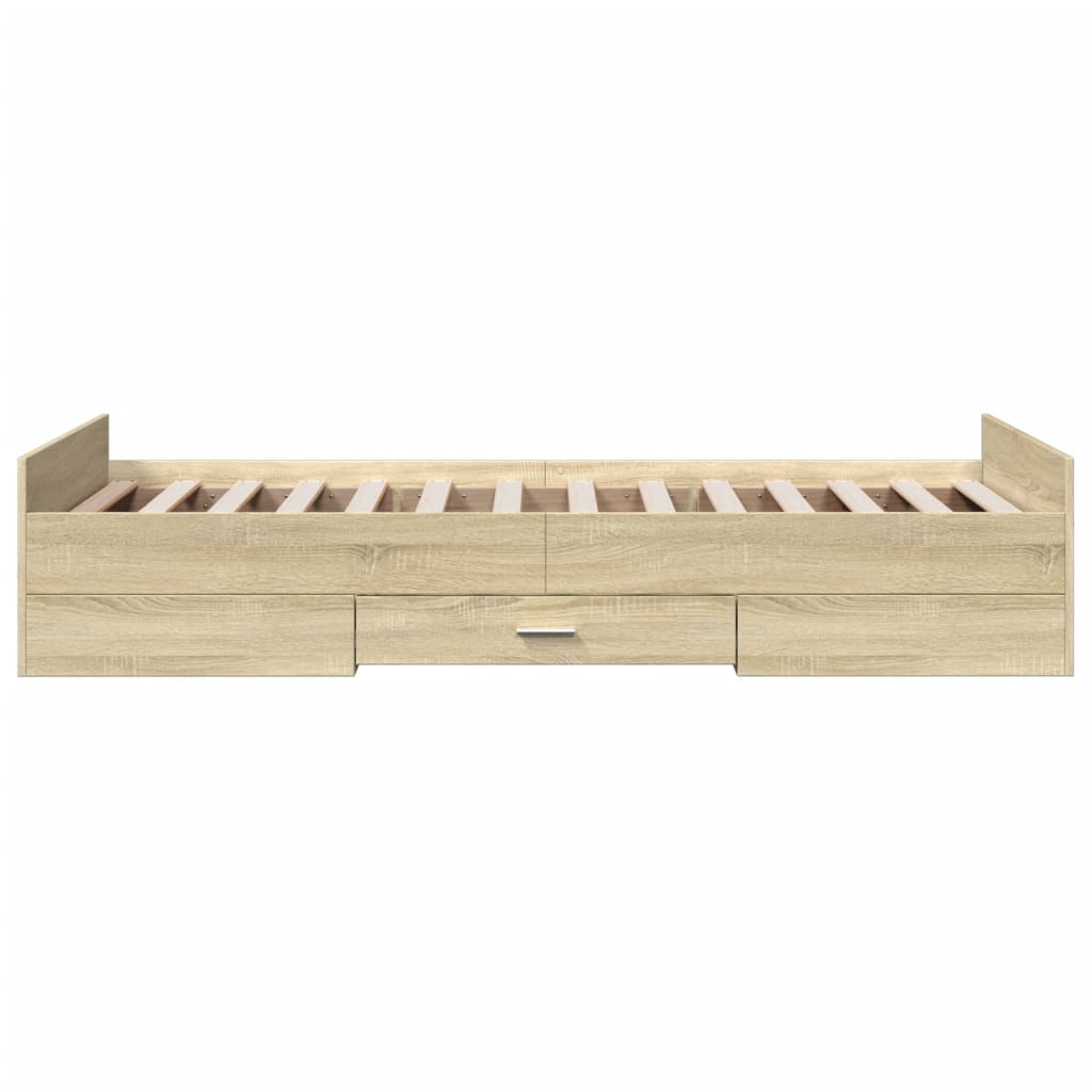 Bed Frame with Drawers without Mattress Sonoma Oak 100x200 cm