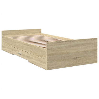 Bed Frame with Drawers without Mattress Sonoma Oak 100x200 cm