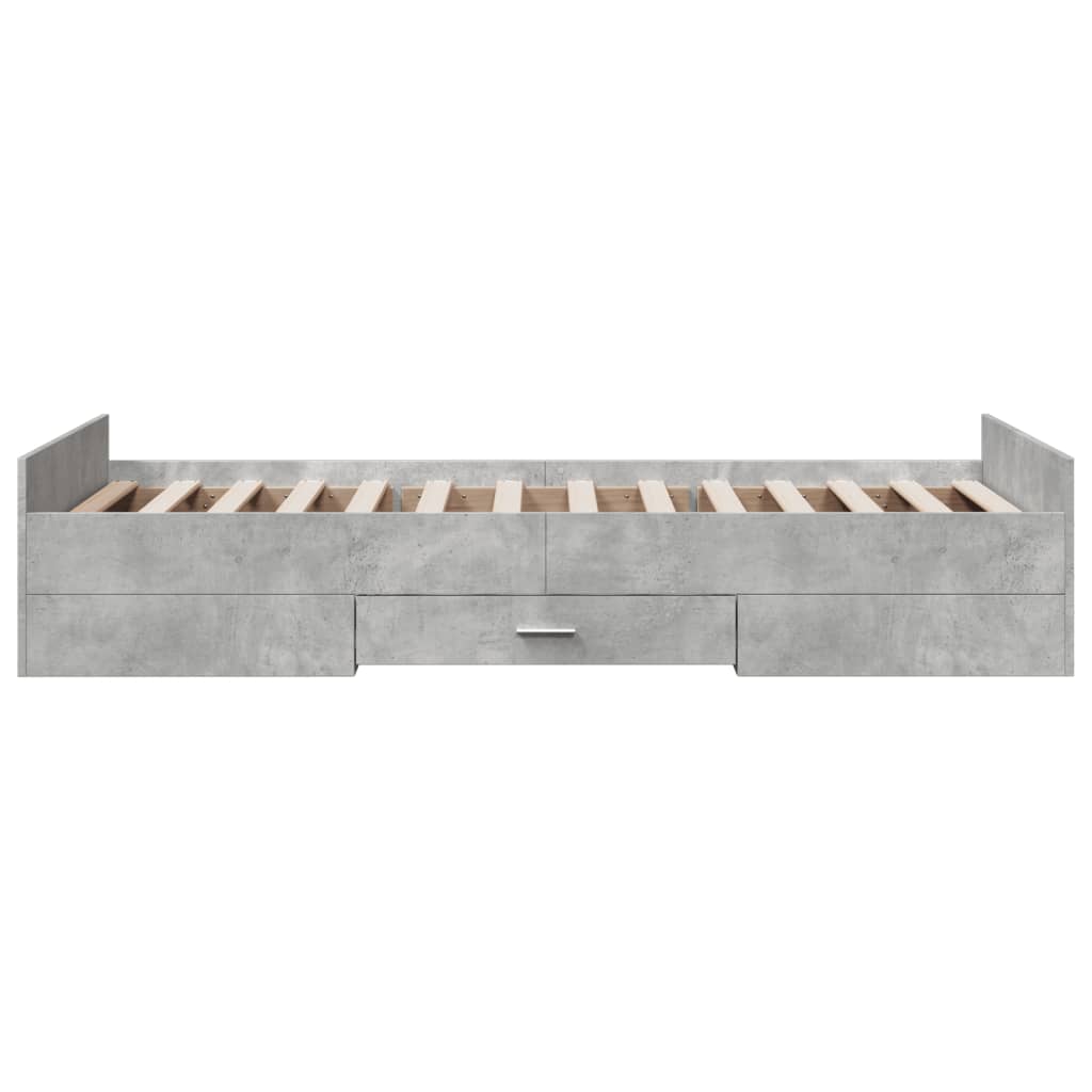 Bed Frame with Drawers without Mattress Concrete Grey 100x200 cm