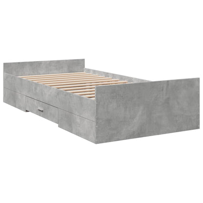 Bed Frame with Drawers without Mattress Concrete Grey 100x200 cm