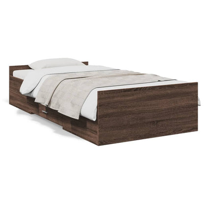 Bed Frame with Drawers without Mattress Brown Oak 100x200 cm