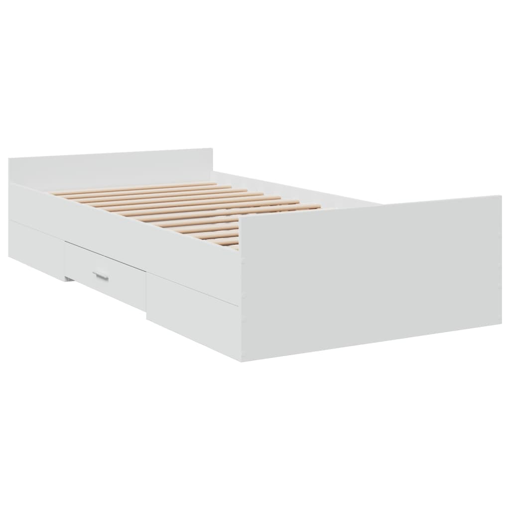 Bed Frame with Drawers without Mattress White 90x200 cm