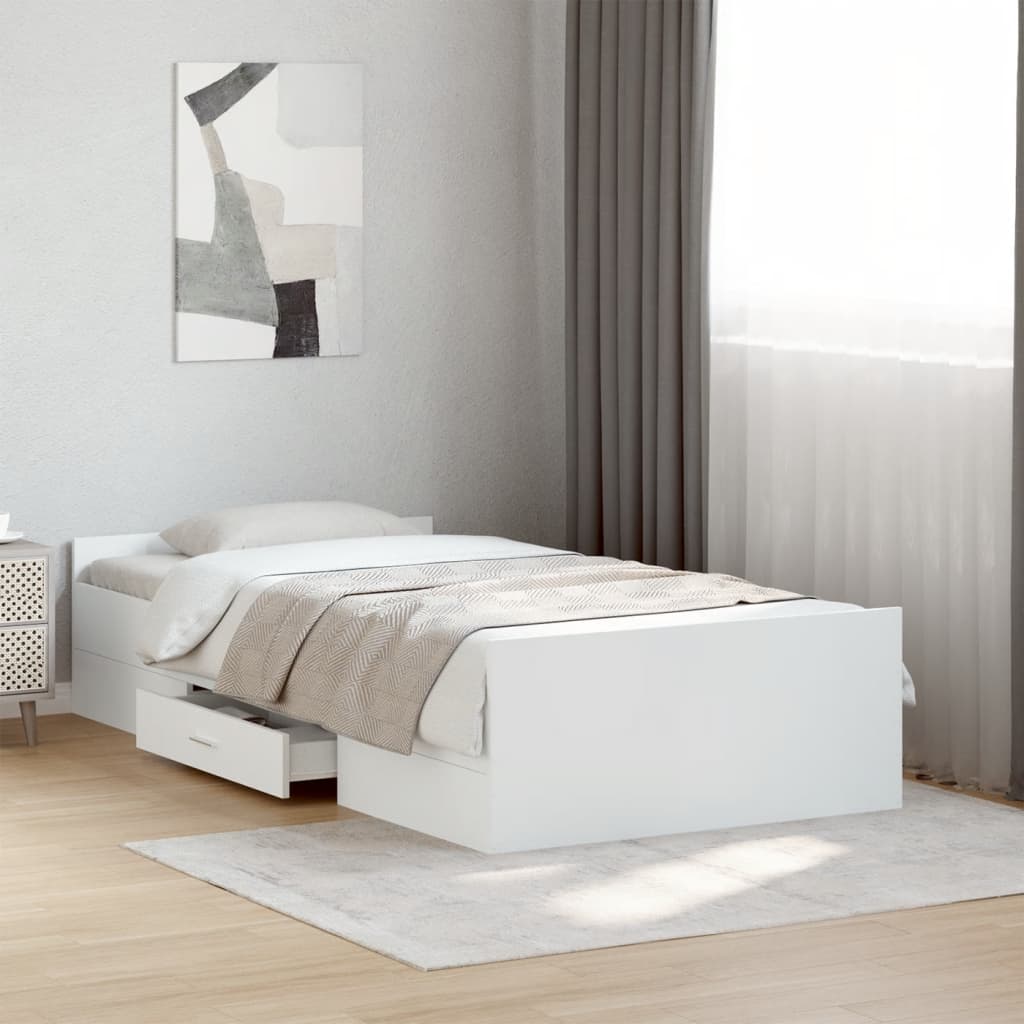 Bed Frame with Drawers without Mattress White 90x200 cm