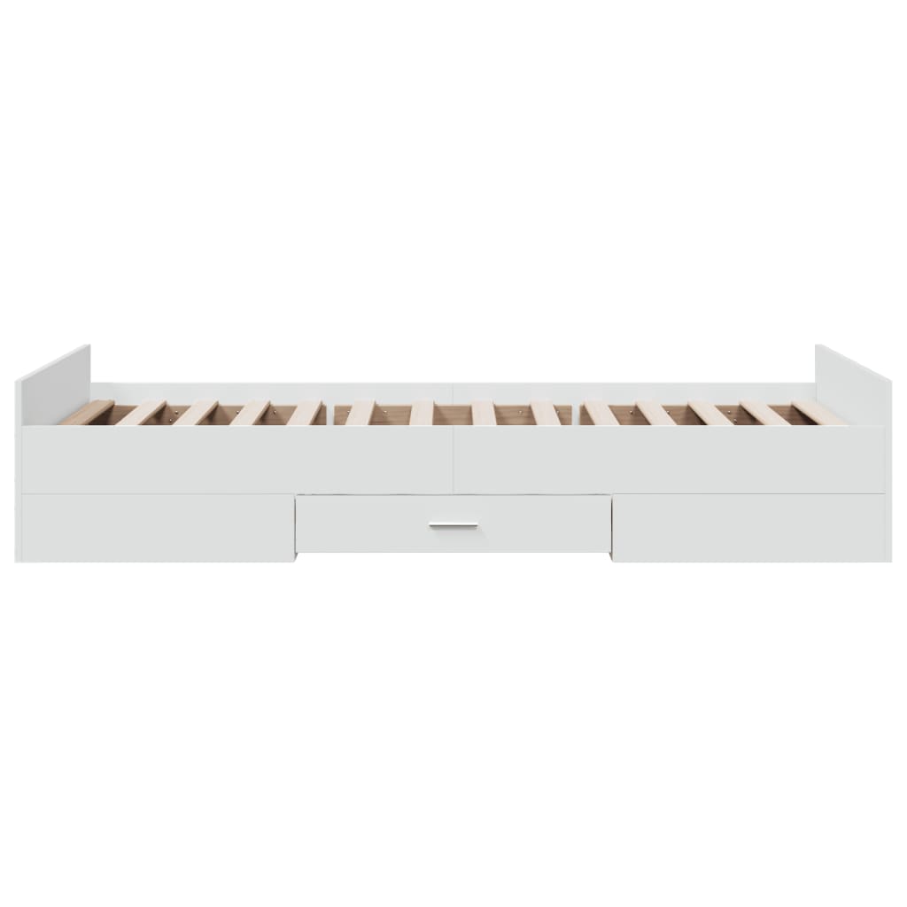 Bed Frame with Drawers without Mattress White 90x200 cm