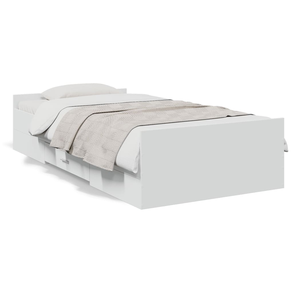 Bed Frame with Drawers without Mattress White 90x200 cm