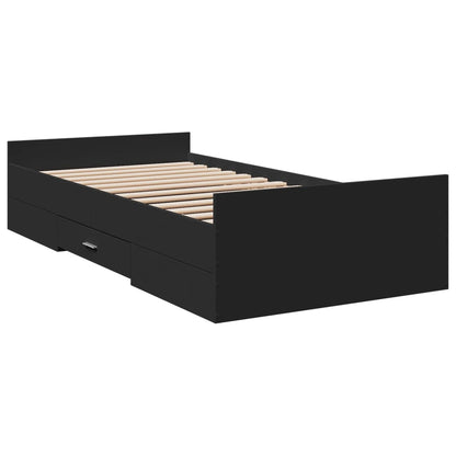 Bed Frame with Drawers without Mattress Black 90x200 cm