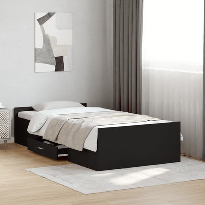 Bed Frame with Drawers without Mattress Black 90x190 cm Single