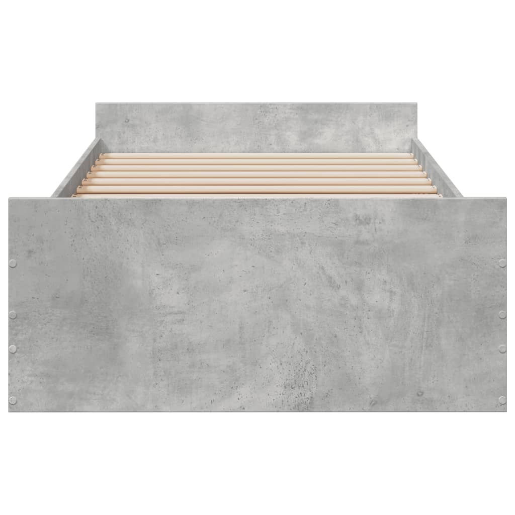 Bed Frame with Drawers Concrete Grey 75x190 cm Small Single Engineered Wood