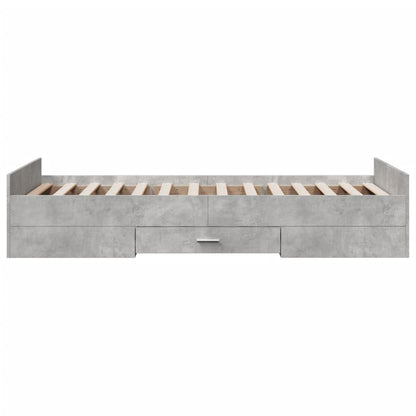 Bed Frame with Drawers Concrete Grey 75x190 cm Small Single Engineered Wood