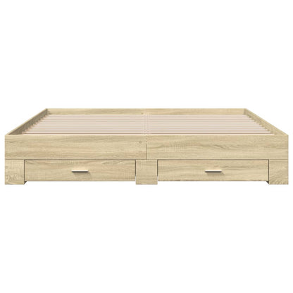 Bed Frame with Drawers without Mattress Sonoma Oak 180x200 cm Super King