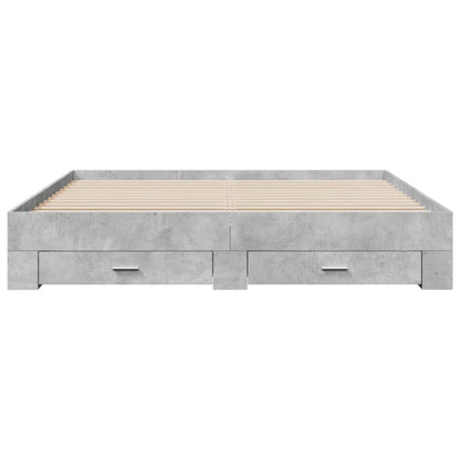 Bed Frame with Drawers Concrete Grey 180x200 cm Super King Engineered Wood