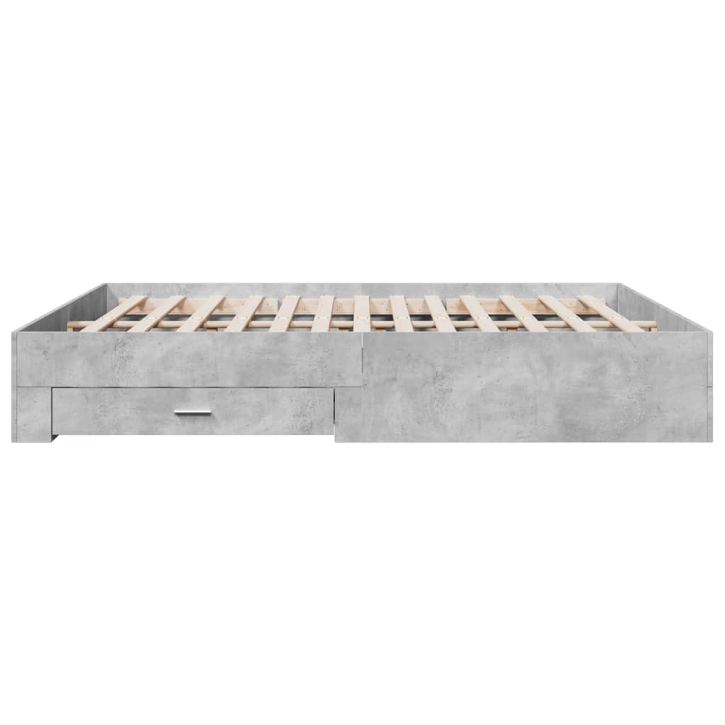 Bed Frame with Drawers Concrete Grey 180x200 cm Super King Engineered Wood