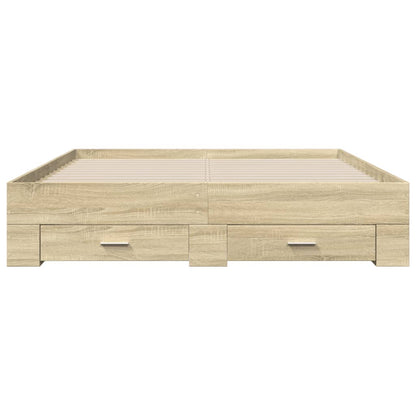 Bed Frame with Drawers Sonoma Oak 160x200 cm Engineered Wood