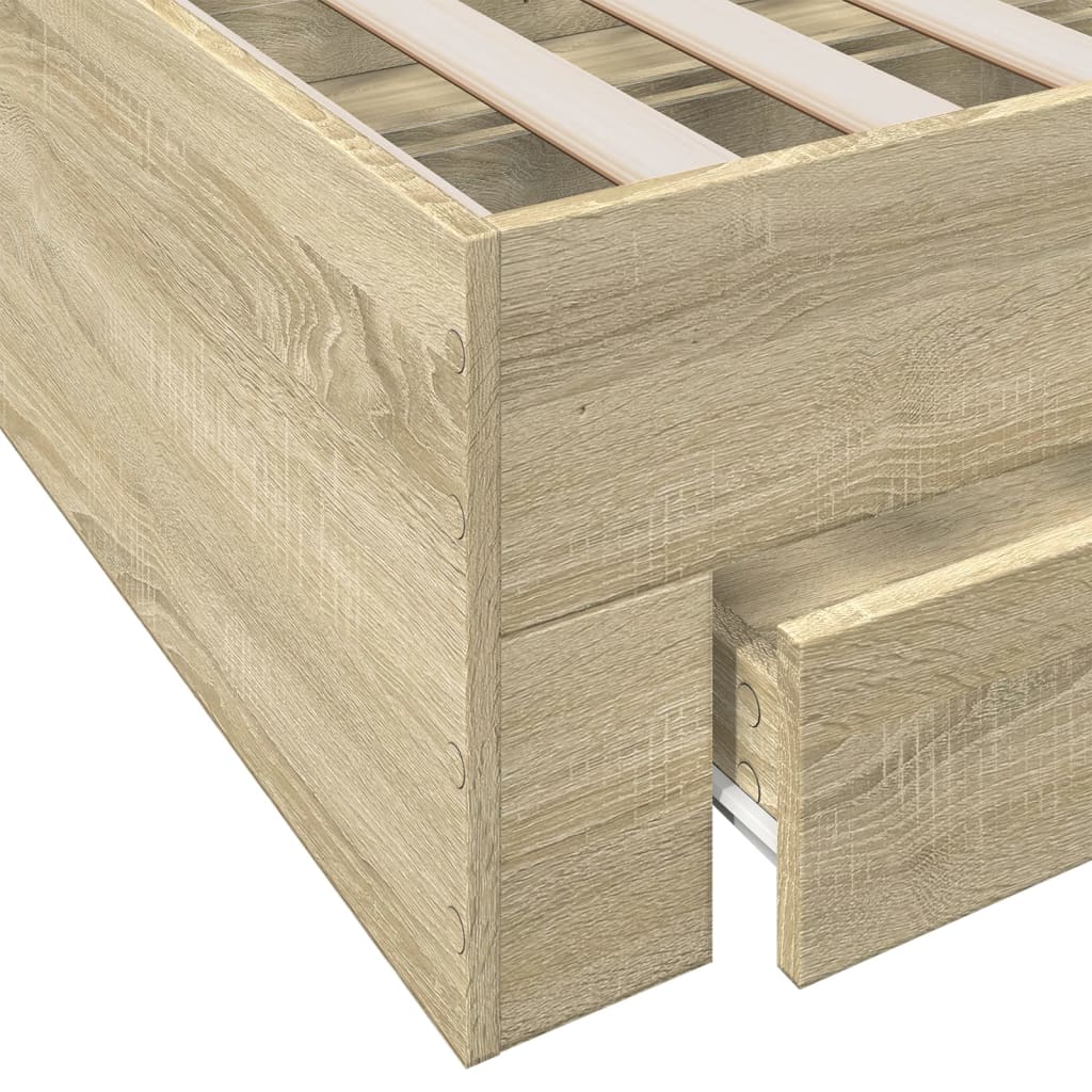 Bed Frame with Drawers Sonoma Oak 160x200 cm Engineered Wood