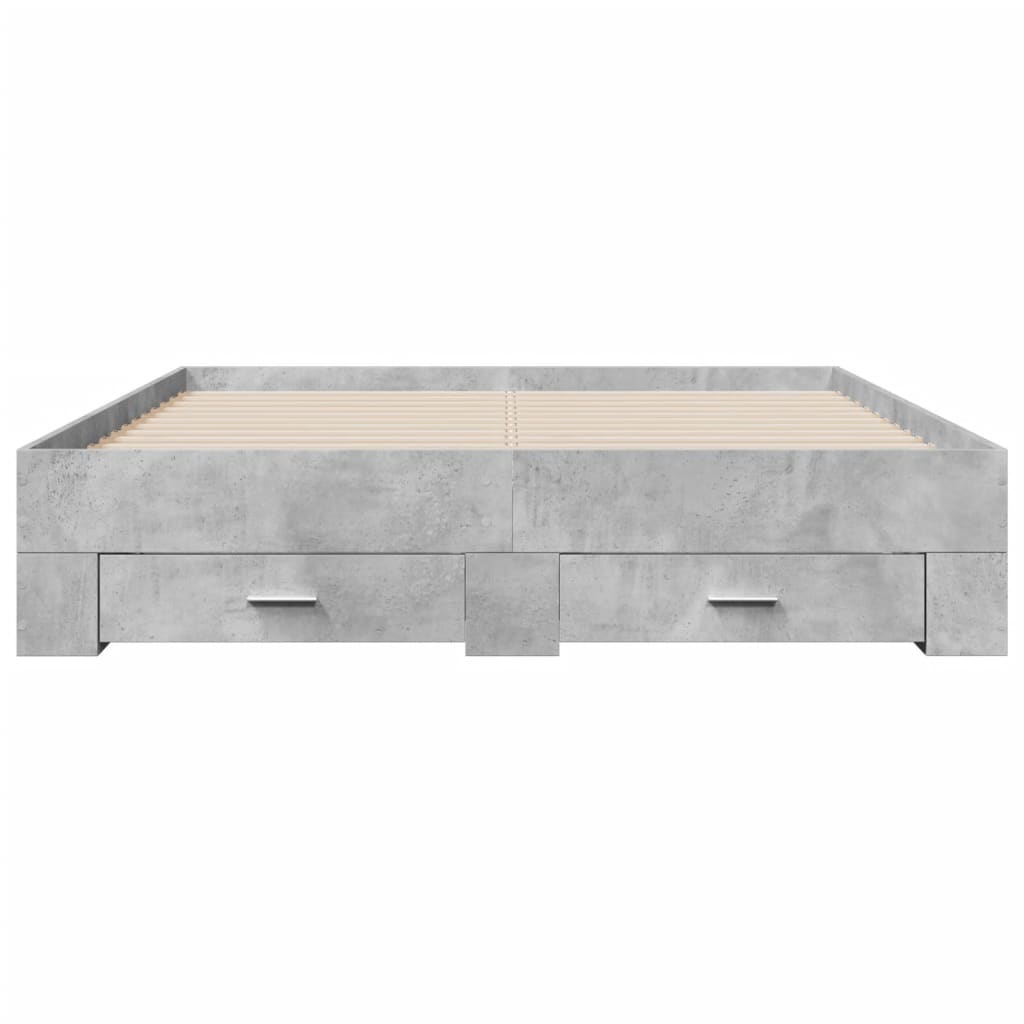 Bed Frame with Drawers Concrete Grey 160x200 cm Engineered Wood