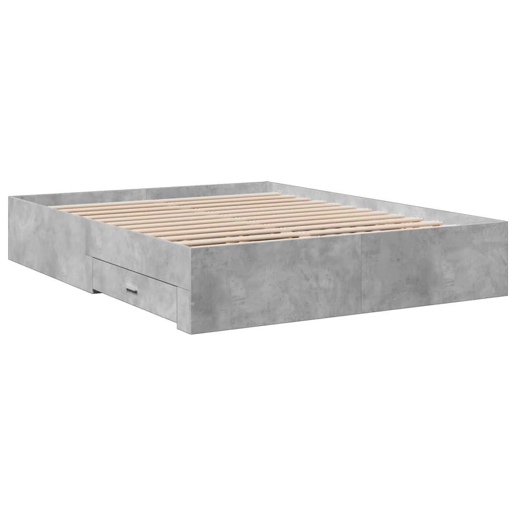 Bed Frame with Drawers Concrete Grey 160x200 cm Engineered Wood