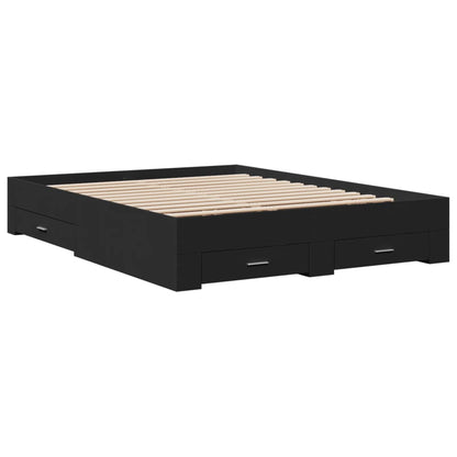 Bed Frame with Drawers without Mattress Black 150x200 cm King Size