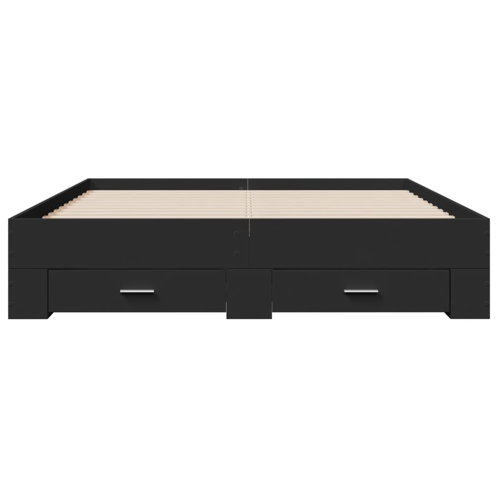 Bed Frame with Drawers without Mattress Black 150x200 cm King Size