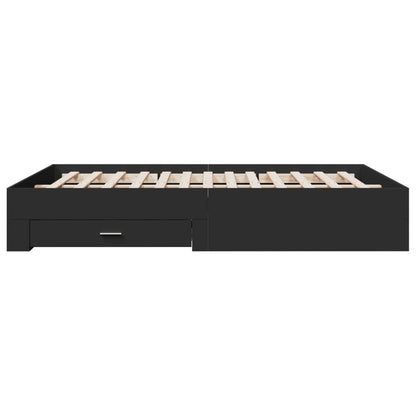 Bed Frame with Drawers without Mattress Black 150x200 cm King Size