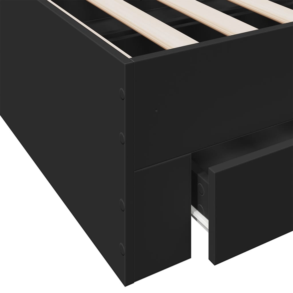 Bed Frame with Drawers without Mattress Black 150x200 cm King Size