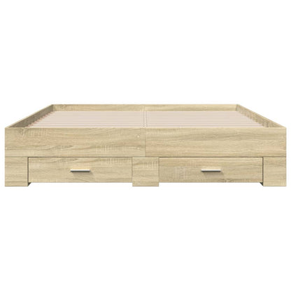 Bed Frame with Drawers Sonoma Oak 150x200 cm King Size Engineered Wood