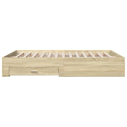 Bed Frame with Drawers Sonoma Oak 150x200 cm King Size Engineered Wood