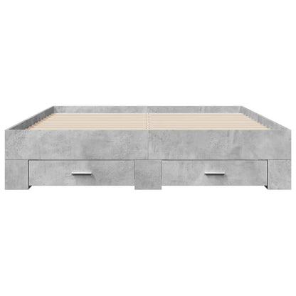 Bed Frame with Drawers Concrete Grey 150x200 cm King Size Engineered Wood