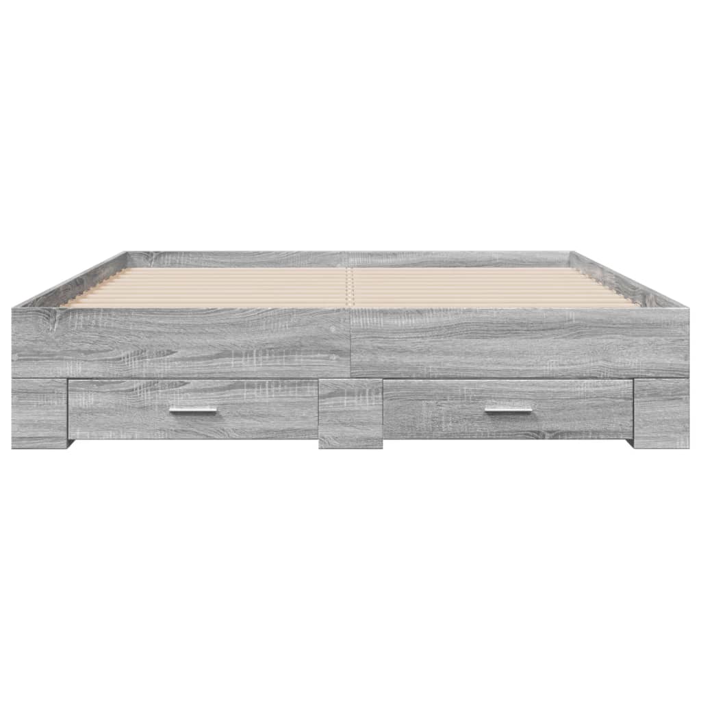 Bed Frame with Drawers without Mattress Grey Sonoma 150x200 cm King Size