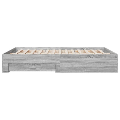 Bed Frame with Drawers without Mattress Grey Sonoma 150x200 cm King Size