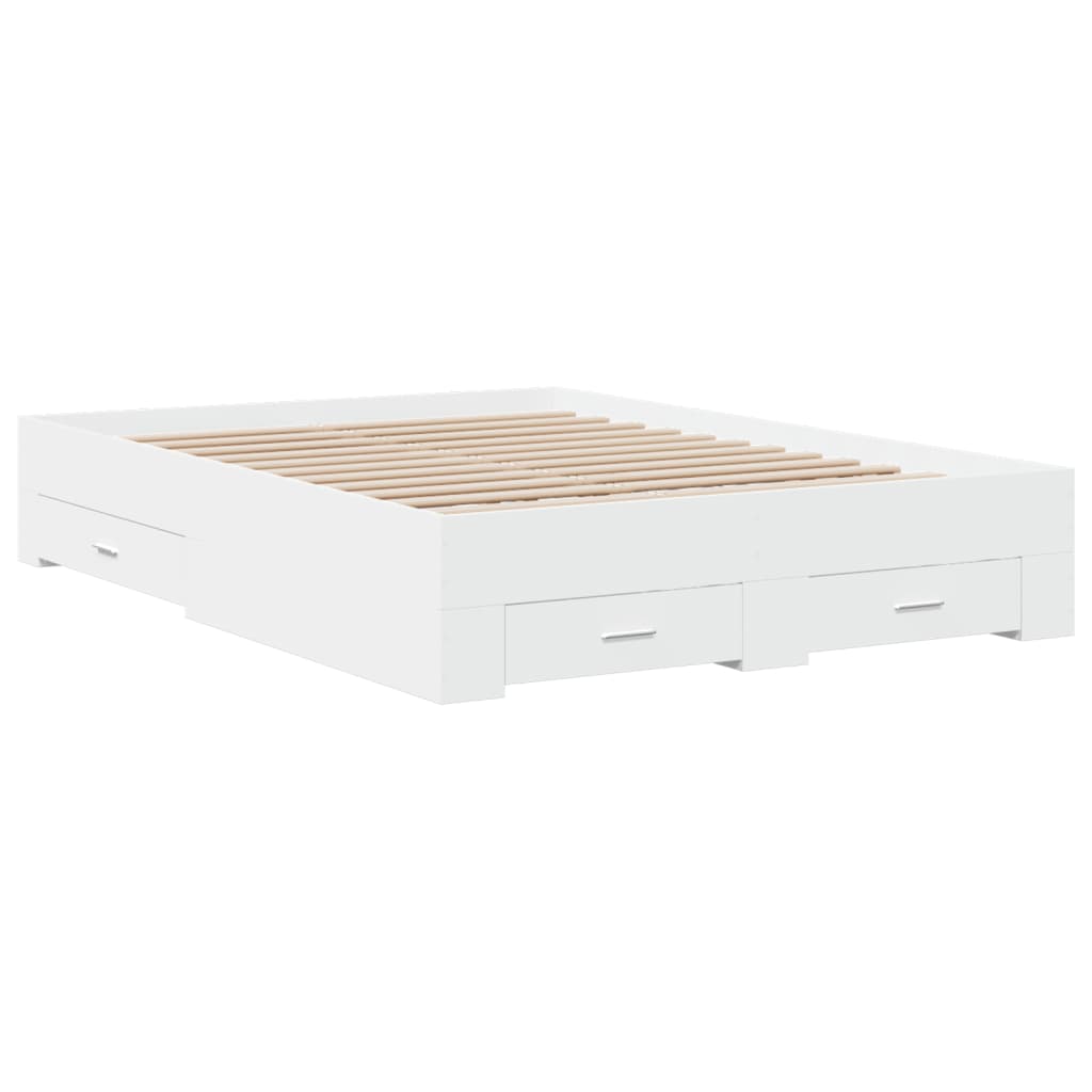 Bed Frame with Drawers without Mattress White 120x200 cm