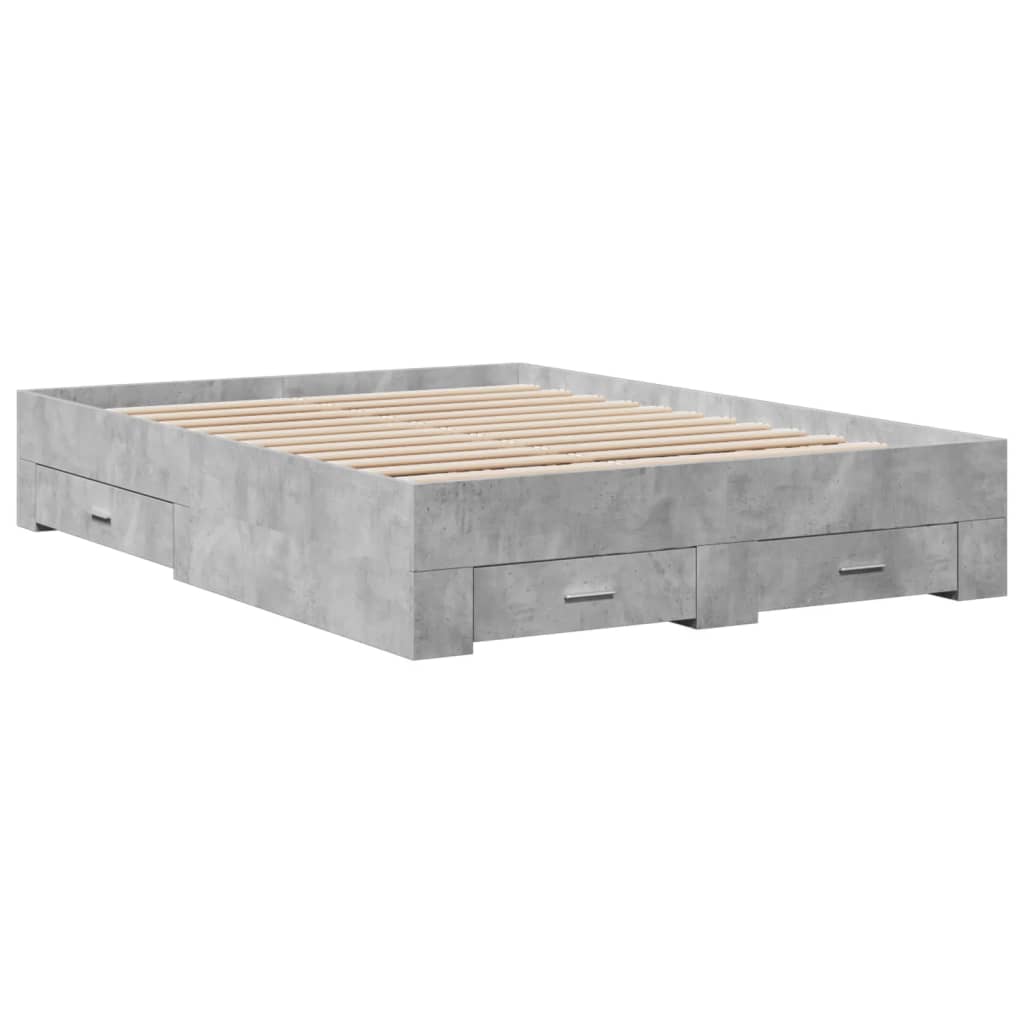 Bed Frame with Drawers Concrete Grey 120x200 cm Engineered Wood