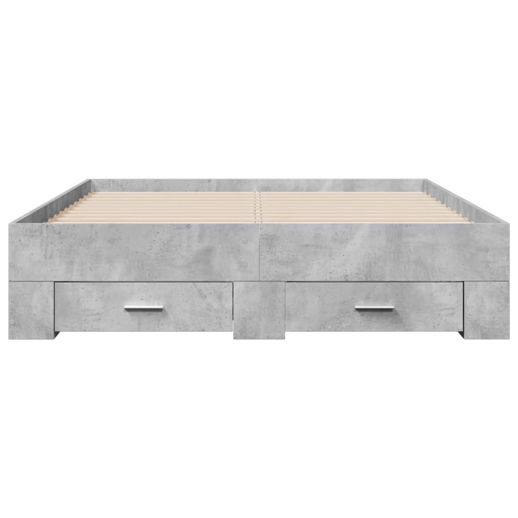 Bed Frame with Drawers Concrete Grey 120x200 cm Engineered Wood