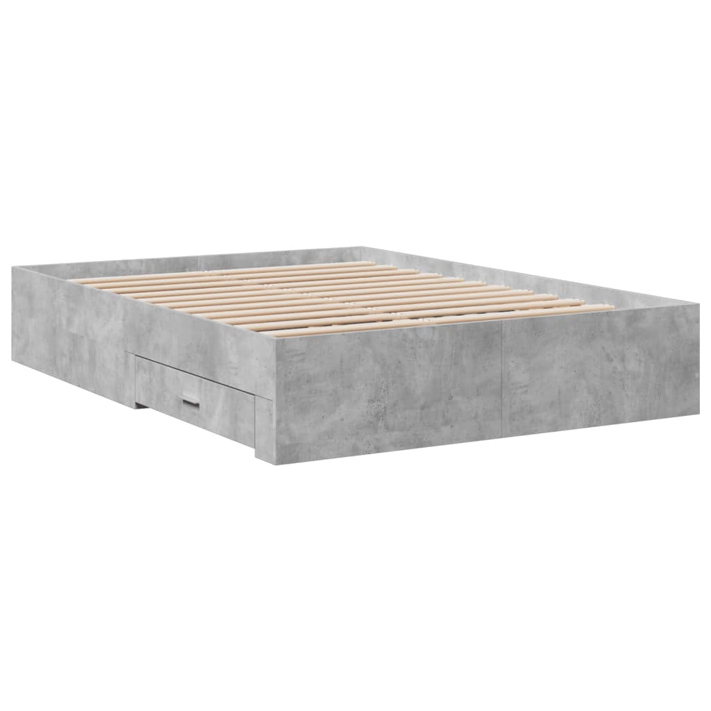 Bed Frame with Drawers Concrete Grey 120x200 cm Engineered Wood