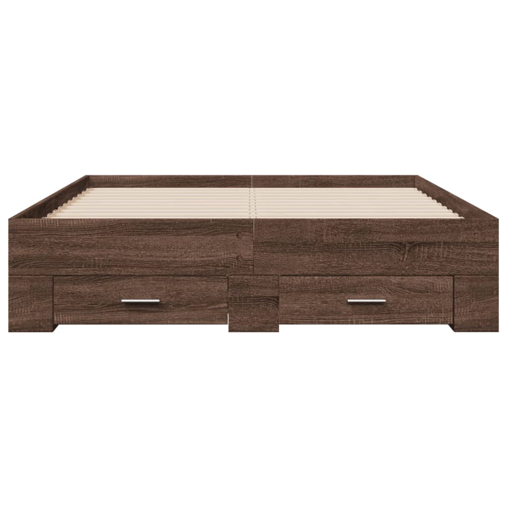 Bed Frame with Drawers Brown Oak 120x200 cm Engineered Wood