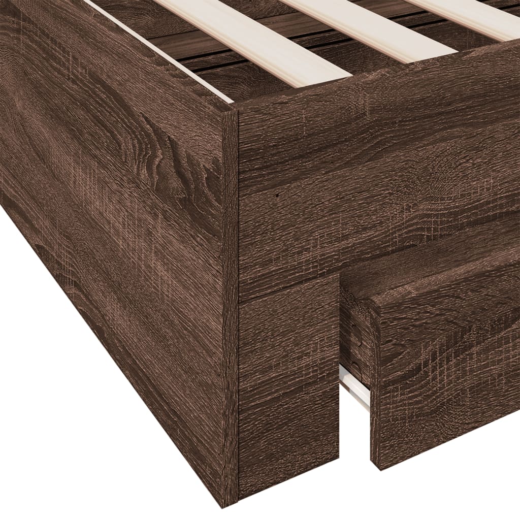 Bed Frame with Drawers Brown Oak 120x200 cm Engineered Wood