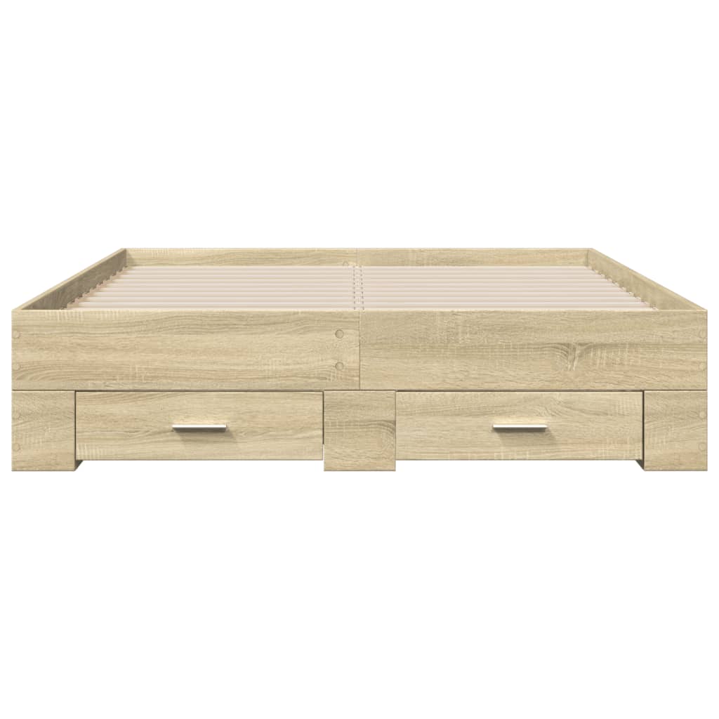 Bed Frame with Drawers Sonoma Oak 140x190 cm Engineered Wood