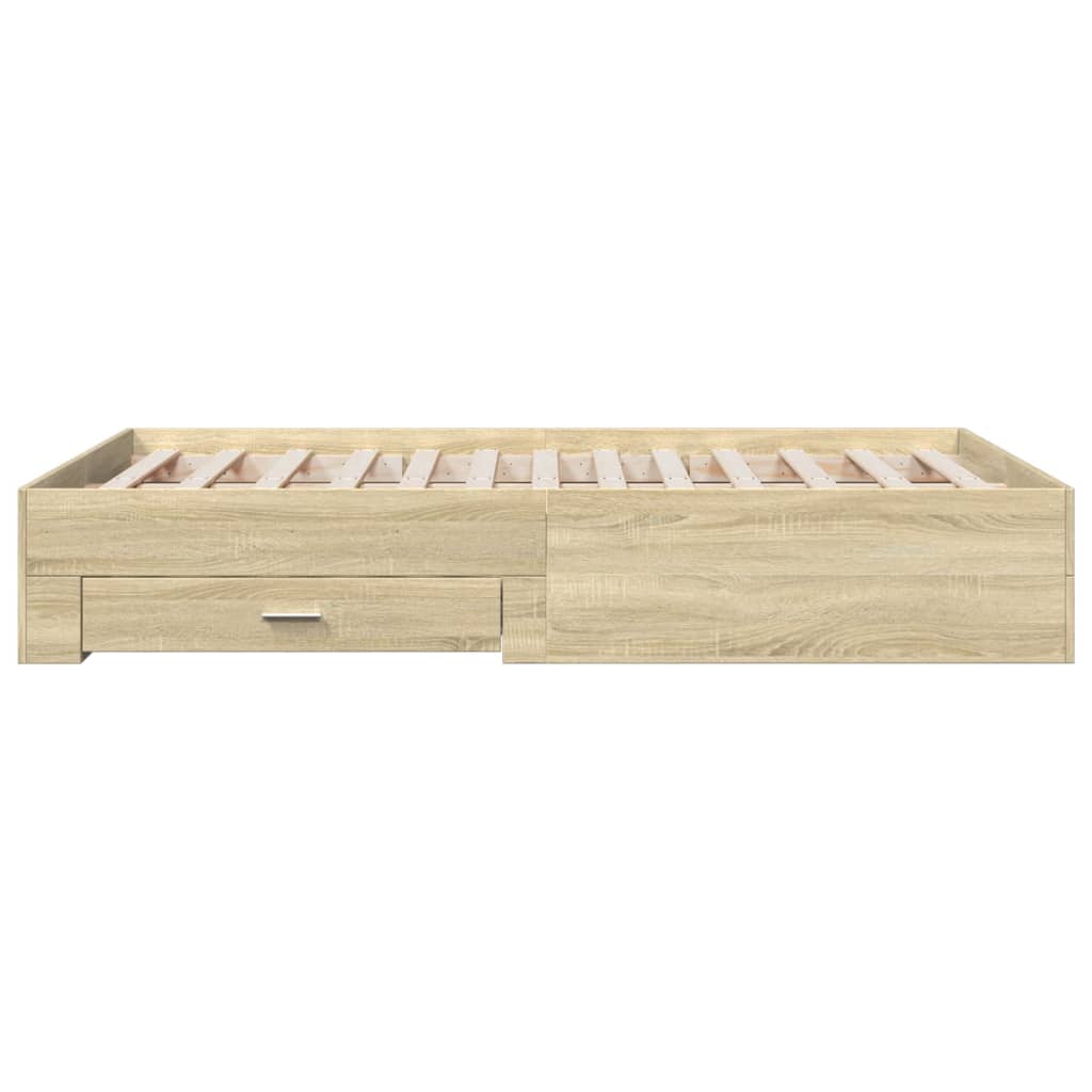 Bed Frame with Drawers without Mattress Sonoma Oak 135x190 cm Double