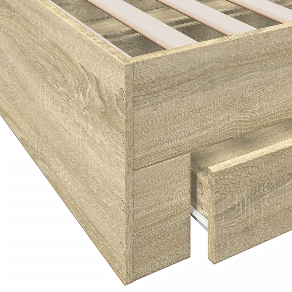 Bed Frame with Drawers without Mattress Sonoma Oak 135x190 cm Double