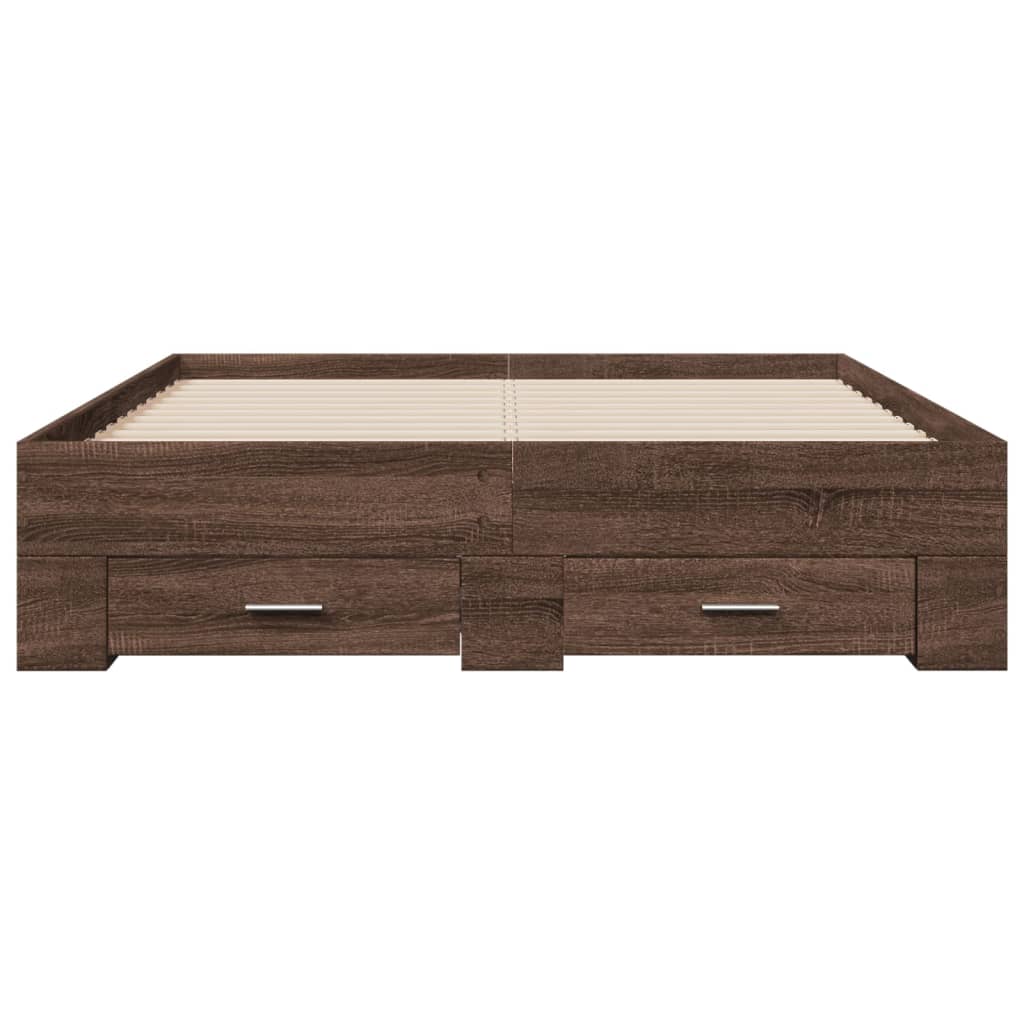 Bed Frame with Drawers Brown Oak 135x190 cm Double Engineered Wood