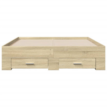 Bed Frame with Drawers Sonoma Oak 120x190 cm Small Double Engineered Wood